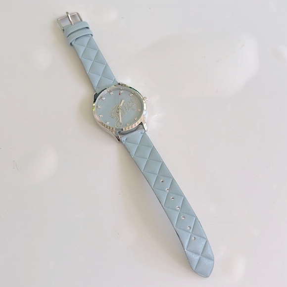 Working! Juicy Couture Rhinestone Accent Quilted Vegan Leather Band Watch - Picture 1 of 7